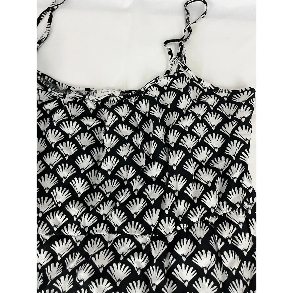 J. Crew Black & White Fan Print Midi Sun‎ Dress Sleeveless Size 12 Summer